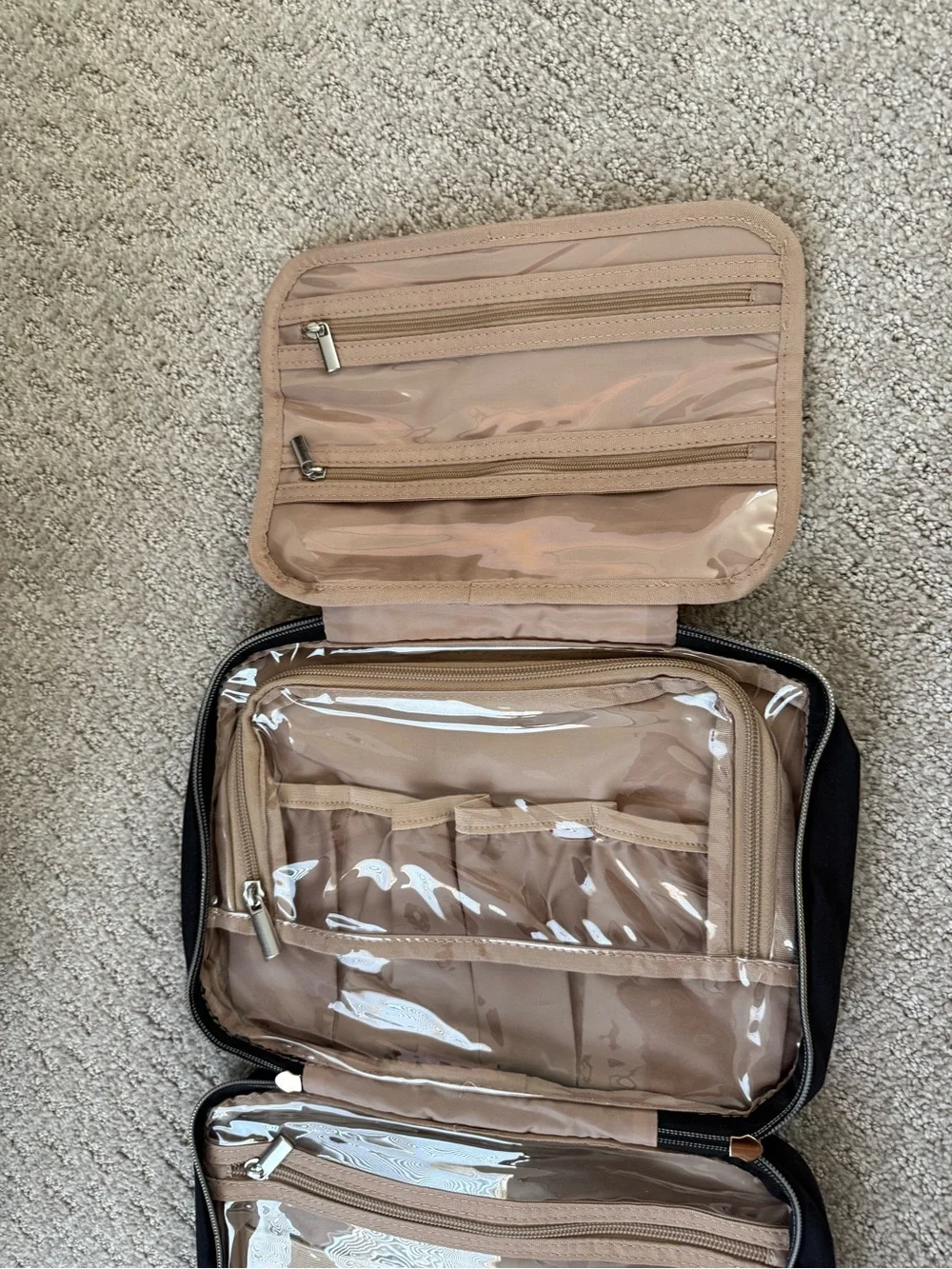 BAGSMART Black Quilted Cosmetic Travel Case with Gold Accents